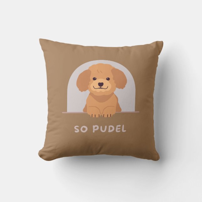 Cute Poodle Dog Pet Animals Love Paw Pet  Throw Pillow (Front)