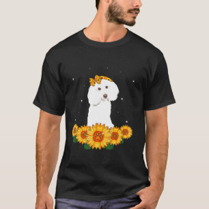 Cute Poodle Headband Sunflower Women Gifts T-Shirt