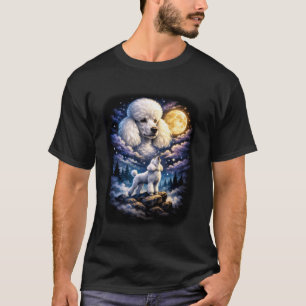 Cute Poodle Howling to The Moon Vintage Mystical D T-Shirt
