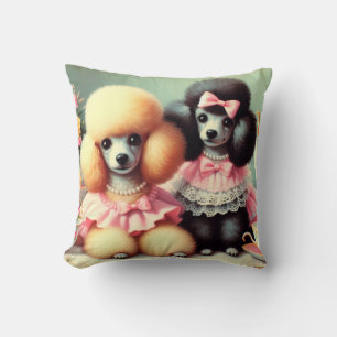 Cute Poodle Illustration Throw Pillow