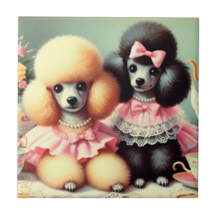 Cute Poodle Illustration Tile