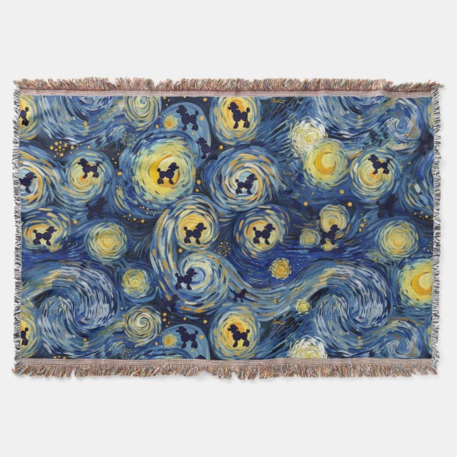 Cute Poodle Pattern Dog Scarf Throw Blanket (Front)