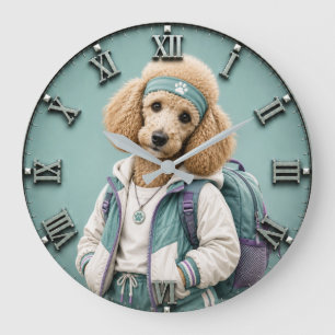 Cute Poodle Puppy Large Clock