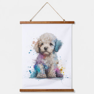 Cute Poodle Puppy Watercolor Art Hanging Tapestry