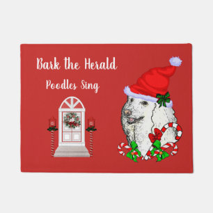 Cute Poodle Santa Christmas  Doormat