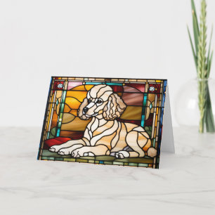 Cute Poodle Stained Glass Card