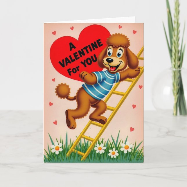 Cute Poodle Valentine Love Card (Front)