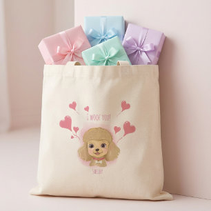 Cute Poodle Valentine Tote with I Woof You