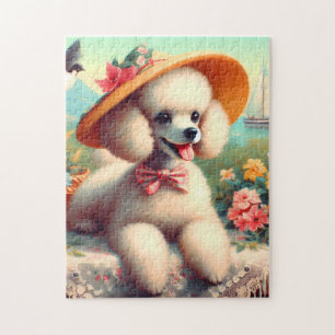 Cute Poodle Vintage Painting Jigsaw Puzzle