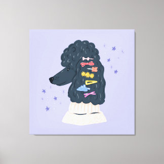 Cute Poodle with Rainbow Hair Clips Canvas Print