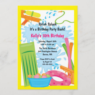 Cute Pool Party Birthday Invitation