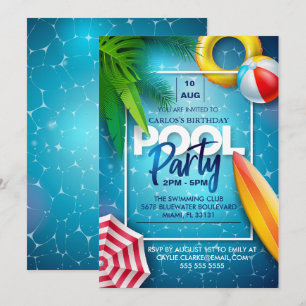 Cute Pool Party, Swimming Birthday gift Invitation