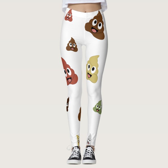 Cute Poop emoji funny gift ideas Leggings (Front)