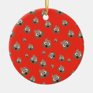 Cute Poop Emoji Pattern Ceramic Ornament