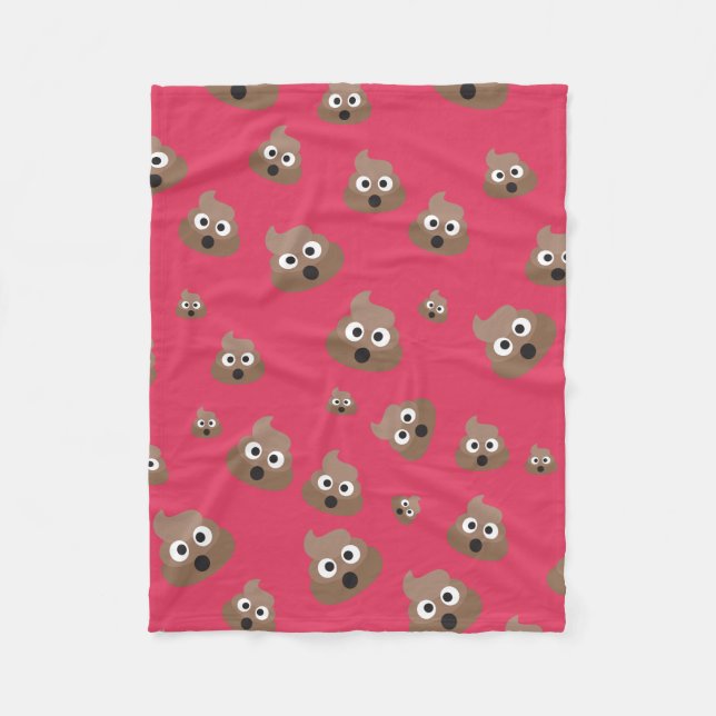 Cute Poop Emoji Pattern Fleece Blanket (Front)