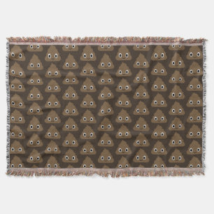 Cute Poop Emoji Pattern   Humourous Happy Poo Throw Blanket