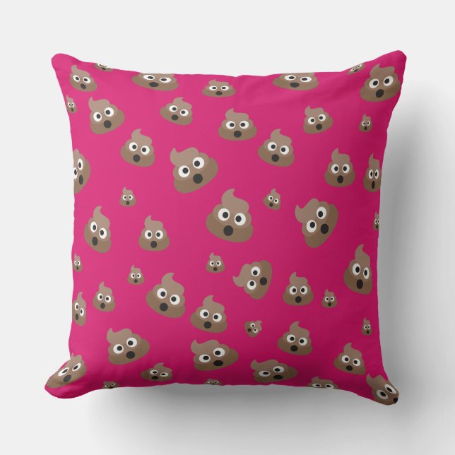 Cute Poop Emoji Pattern Throw Pillow (Front)