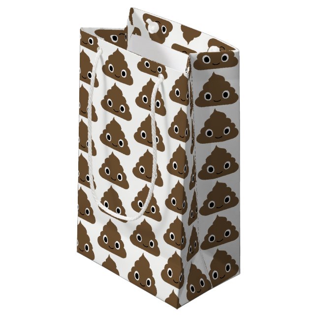 Cute Poop Pattern - Adorable Piles of Doo Doo Small Gift Bag (Front Angled)