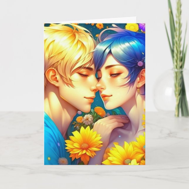 Cute Pop Art Anime Couple Valentine's Day Card (Front)