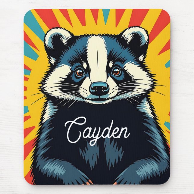 Cute Pop Art Badger Personalized Mouse Pad (Front)