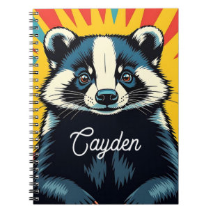 Cute Pop Art Badger Personalized Notebook