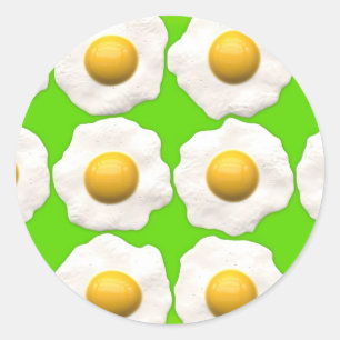 Cute pop art eggs on lime green background classic round sticker