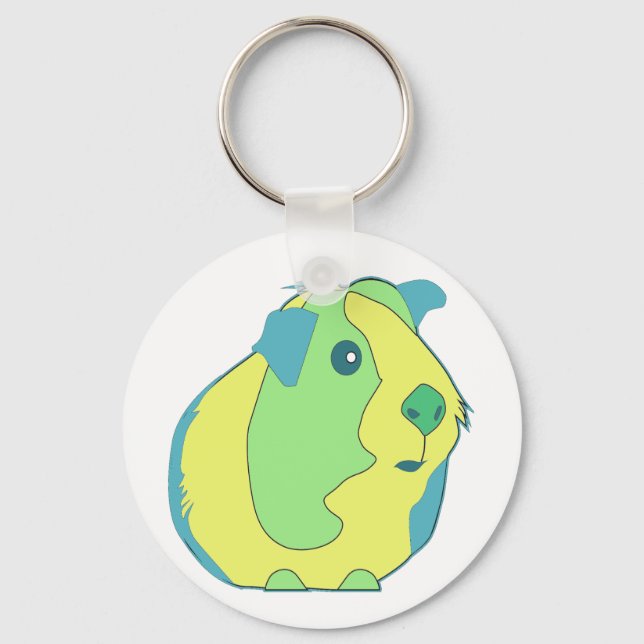 Cute Pop Art Guinea Pig Keychain (Front)