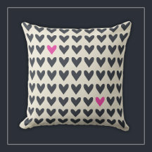 Cute Pop Art Hearts in Mod Dark Grey and Hot Pink