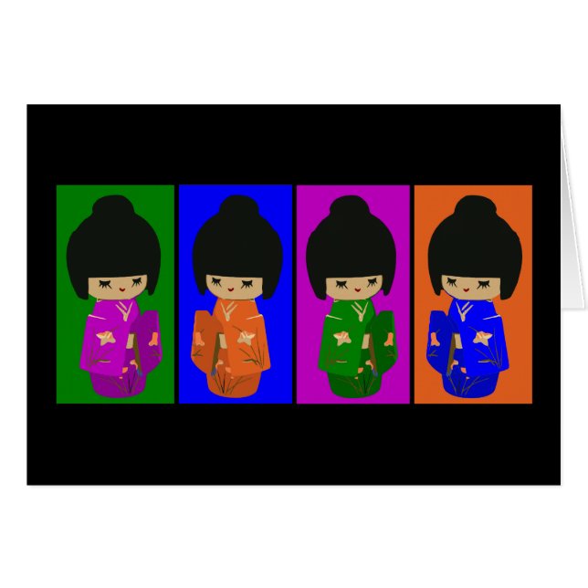 Cute Pop Art Kokeshi Dolls (Front Horizontal)