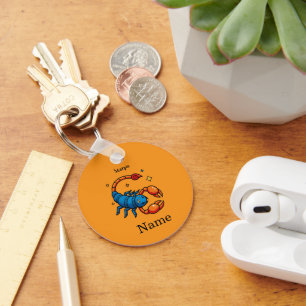 Cute Pop Art Scorpio Zodiac Sign Horoscope Keychain