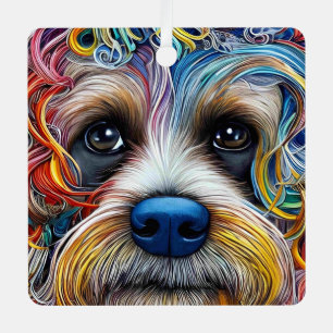 Cute Pop Art Terrier Metal Ornament