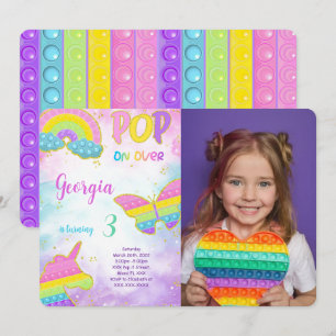 Cute Pop it Birthday Photo Invitation