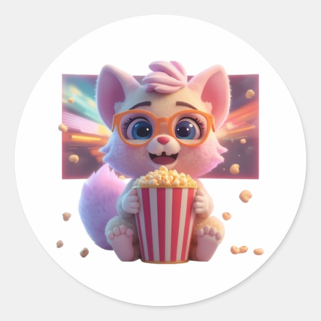 Cute Popcorn Kitty Sticker (Front)