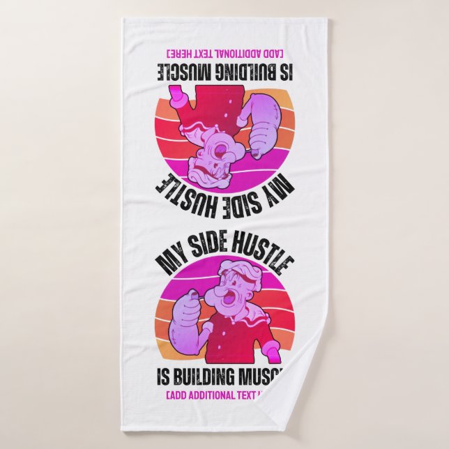 Cute POPEYE My Side Hustle is Building Muscle Gym  Bath Towel (Bath Towel)