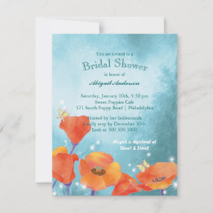 Cute Poppy Floral Bridal Shower Invitation
