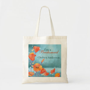 Cute Poppy Wedding Bridesmaid Gift Tote Bag