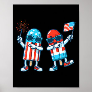 Cute Popsicle American Flag 4th Of July Patriotic  Poster