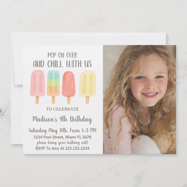 Cute Popsicle Summer Party for Kids Invitation (Front)