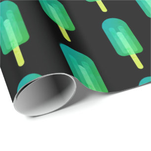 Cute Popsicles Pattern Green/Turquoise Ombre  Wrapping Paper