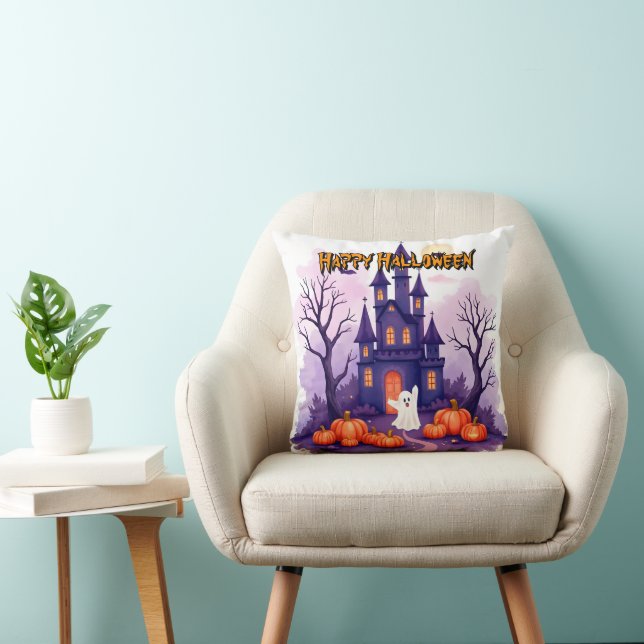 Cute Popular Halloween Spooky Collection Throw Pillow (Chair)