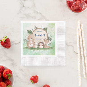Cute porcupine Bear birthday jungle Birthday party Napkin