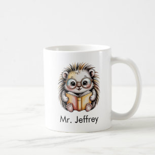 Cute Porcupine Reading a Book Custom Coffee Mug