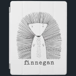 Cute Porcupine Simple Line Drawing Custom Name iPad Cover<br><div class="desc">This cute custom iPad case features a whimsical line drawing of a porcupine. Personalize it with your name in a fun typewriter typography. Great gift idea!</div>