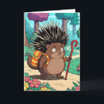 Cute Porcupine Son's Birthday Card<br><div class="desc">A cute porcupine hiking along a trial in the woods. A sweet birthday card for your son.</div>