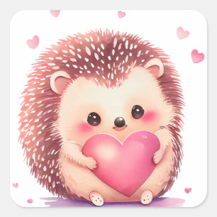 Cute Porcupine Valentine Square Sticker