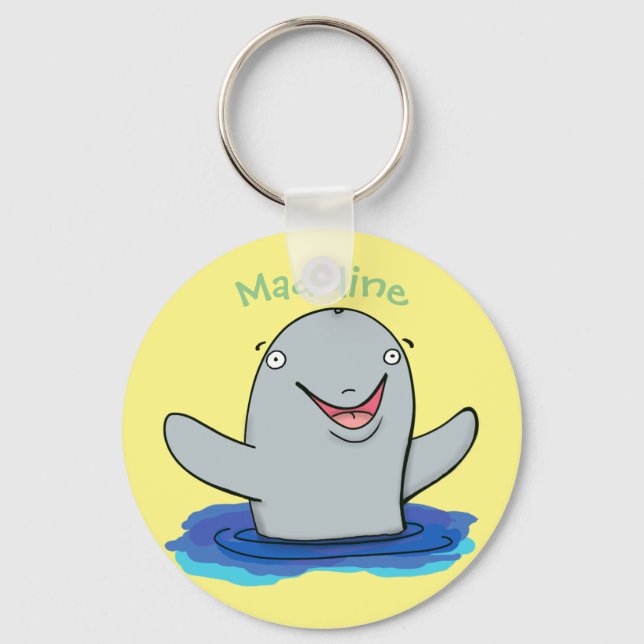 Cute porpoise happy cartoon keychain (Front)