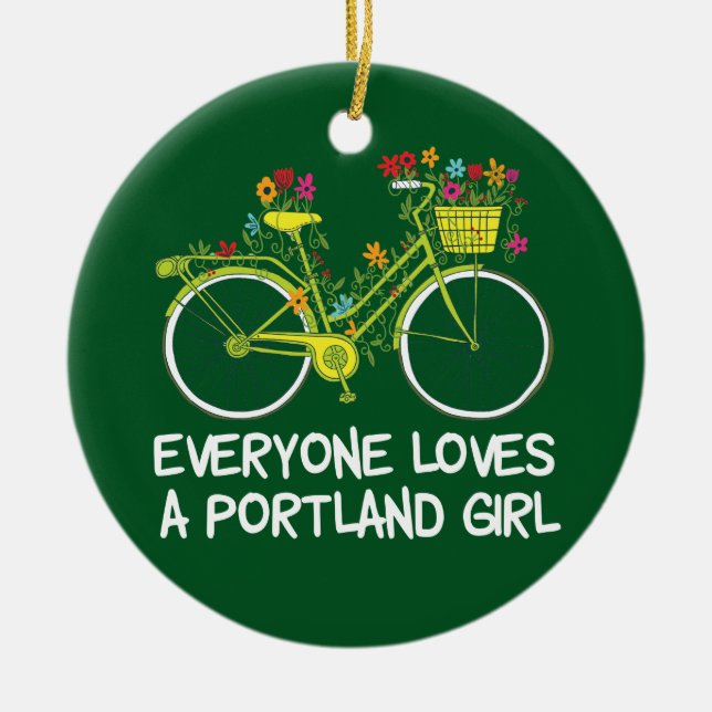 Cute Portland Girl Ceramic Ornament (Front)