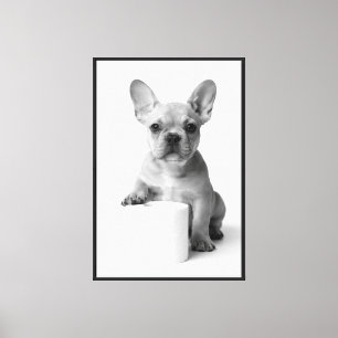 Cute Portrait Art French Bulldog Puppy ToiletPaper Canvas Print
