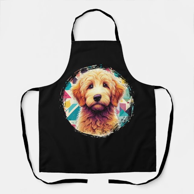 Cute Portrait Goldendoodle Dog on Golden Doodle Lo Apron (Front)