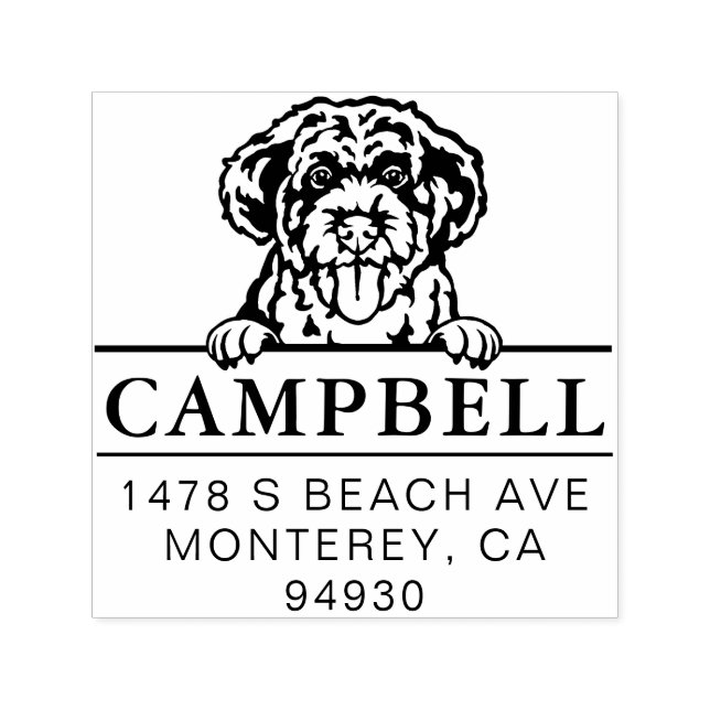 Cute Portuguese Water Dog Custom Dog Address  Self-inking Stamp (Design)